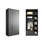 Black Storage Cabinet with Garment Rod Modern Manufactured Wood Cabinet for Bedroom