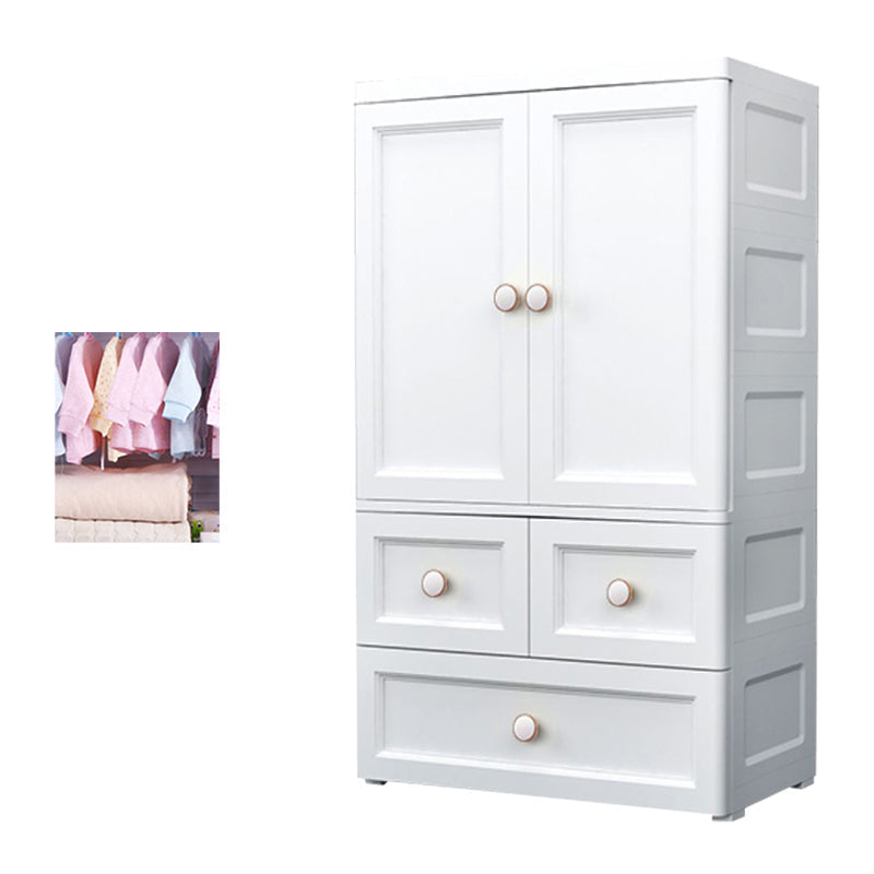 White and Grey Wardrobe Armoire Contemporary Plastic Wardrobe White 3 With Clothing Rod Clearhalo 'Armoires & Wardrobes' 'armoires_wardrobes' 'Bedroom Furniture' 'furn' 'furn_armoires_wardrobes' 'Furniture' 5721682