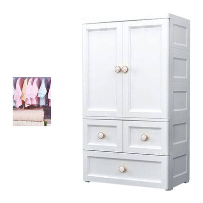 White and Grey Wardrobe Armoire Contemporary Plastic Wardrobe White 3 With Clothing Rod Clearhalo 'Armoires & Wardrobes' 'armoires_wardrobes' 'Bedroom Furniture' 'furn' 'furn_armoires_wardrobes' 'Furniture' 5721682