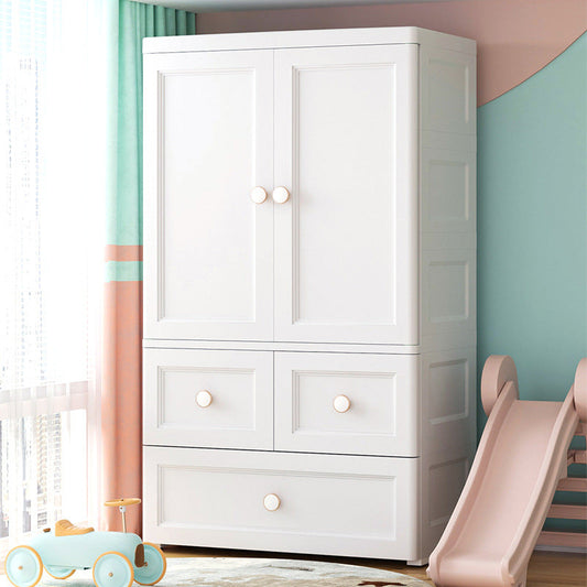 White and Grey Wardrobe Armoire Contemporary Plastic Wardrobe Clearhalo 'Armoires & Wardrobes' 'armoires_wardrobes' 'Bedroom Furniture' 'furn' 'furn_armoires_wardrobes' 'Furniture' 5721683