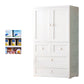 White and Grey Wardrobe Armoire Contemporary Plastic Wardrobe White 4 Without Clothing Rod Clearhalo 'Armoires & Wardrobes' 'armoires_wardrobes' 'Bedroom Furniture' 'furn' 'furn_armoires_wardrobes' 'Furniture' 5721686