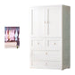 White and Grey Wardrobe Armoire Contemporary Plastic Wardrobe White 4 With Clothing Rod Clearhalo 'Armoires & Wardrobes' 'armoires_wardrobes' 'Bedroom Furniture' 'furn' 'furn_armoires_wardrobes' 'Furniture' 5721688