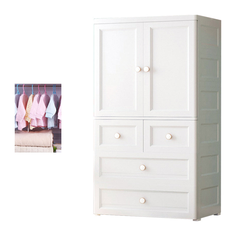White and Grey Wardrobe Armoire Contemporary Plastic Wardrobe White 4 With Clothing Rod Clearhalo 'Armoires & Wardrobes' 'armoires_wardrobes' 'Bedroom Furniture' 'furn' 'furn_armoires_wardrobes' 'Furniture' 5721688