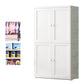 White and Grey Wardrobe Armoire Contemporary Plastic Wardrobe White Drawer Not Included With Clothing Rod Clearhalo 'Armoires & Wardrobes' 'armoires_wardrobes' 'Bedroom Furniture' 'furn' 'furn_armoires_wardrobes' 'Furniture' 5721689