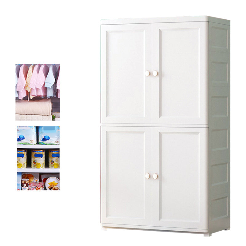 White and Grey Wardrobe Armoire Contemporary Plastic Wardrobe White Drawer Not Included With Clothing Rod Clearhalo 'Armoires & Wardrobes' 'armoires_wardrobes' 'Bedroom Furniture' 'furn' 'furn_armoires_wardrobes' 'Furniture' 5721689