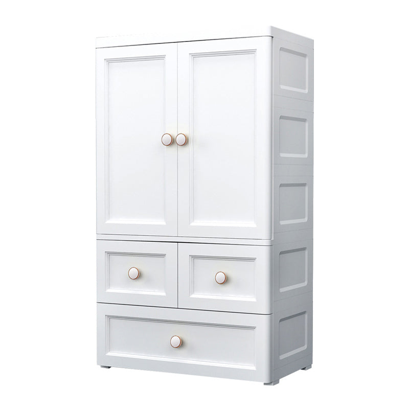 White and Grey Wardrobe Armoire Contemporary Plastic Wardrobe Clearhalo 'Armoires & Wardrobes' 'armoires_wardrobes' 'Bedroom Furniture' 'furn' 'furn_armoires_wardrobes' 'Furniture' 5721690