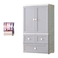 White and Grey Wardrobe Armoire Contemporary Plastic Wardrobe Gray-White 3 With Clothing Rod Clearhalo 'Armoires & Wardrobes' 'armoires_wardrobes' 'Bedroom Furniture' 'furn' 'furn_armoires_wardrobes' 'Furniture' 5721691