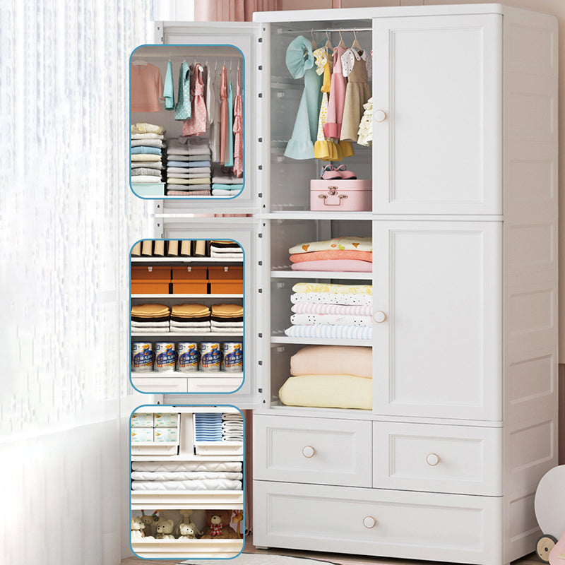 White and Grey Wardrobe Armoire Contemporary Plastic Wardrobe Clearhalo 'Armoires & Wardrobes' 'armoires_wardrobes' 'Bedroom Furniture' 'furn' 'furn_armoires_wardrobes' 'Furniture' 5721692
