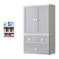 White and Grey Wardrobe Armoire Contemporary Plastic Wardrobe Gray-White 3 Without Clothing Rod Clearhalo 'Armoires & Wardrobes' 'armoires_wardrobes' 'Bedroom Furniture' 'furn' 'furn_armoires_wardrobes' 'Furniture' 5721693