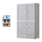 White and Grey Wardrobe Armoire Contemporary Plastic Wardrobe Gray-White 4 Without Clothing Rod Clearhalo 'Armoires & Wardrobes' 'armoires_wardrobes' 'Bedroom Furniture' 'furn' 'furn_armoires_wardrobes' 'Furniture' 5721695