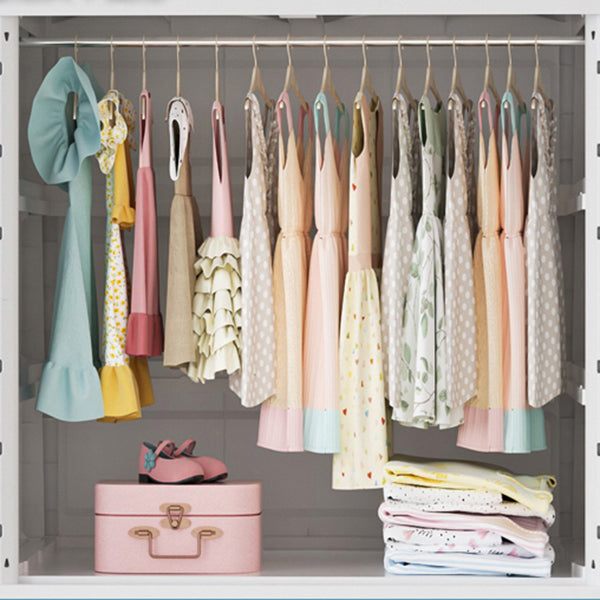 White and Grey Wardrobe Armoire Contemporary Plastic Wardrobe Clearhalo 'Armoires & Wardrobes' 'armoires_wardrobes' 'Bedroom Furniture' 'furn' 'furn_armoires_wardrobes' 'Furniture' 5721696