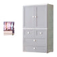 White and Grey Wardrobe Armoire Contemporary Plastic Wardrobe Gray-White 4 With Clothing Rod Clearhalo 'Armoires & Wardrobes' 'armoires_wardrobes' 'Bedroom Furniture' 'furn' 'furn_armoires_wardrobes' 'Furniture' 5721697
