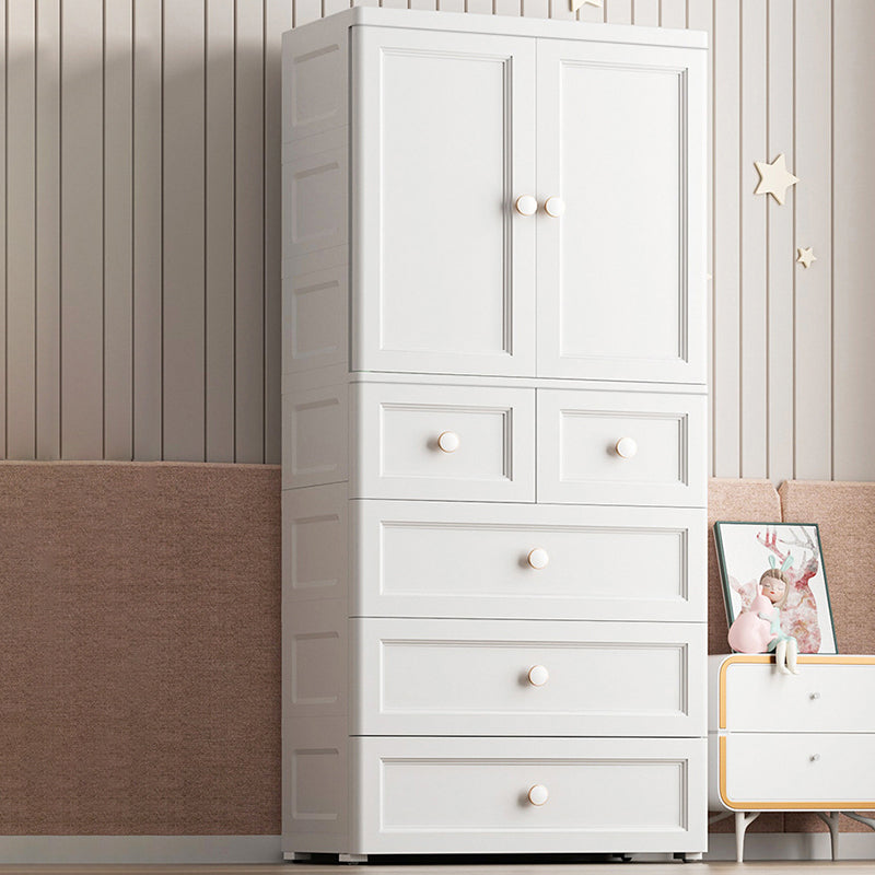 White and Grey Wardrobe Armoire Contemporary Plastic Wardrobe Clearhalo 'Armoires & Wardrobes' 'armoires_wardrobes' 'Bedroom Furniture' 'furn' 'furn_armoires_wardrobes' 'Furniture' 5721701