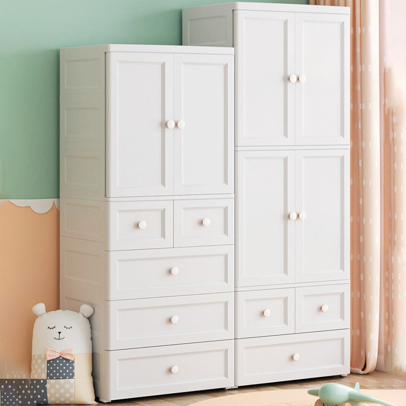 White and Grey Wardrobe Armoire Contemporary Plastic Wardrobe Clearhalo 'Armoires & Wardrobes' 'armoires_wardrobes' 'Bedroom Furniture' 'furn' 'furn_armoires_wardrobes' 'Furniture' 5721702
