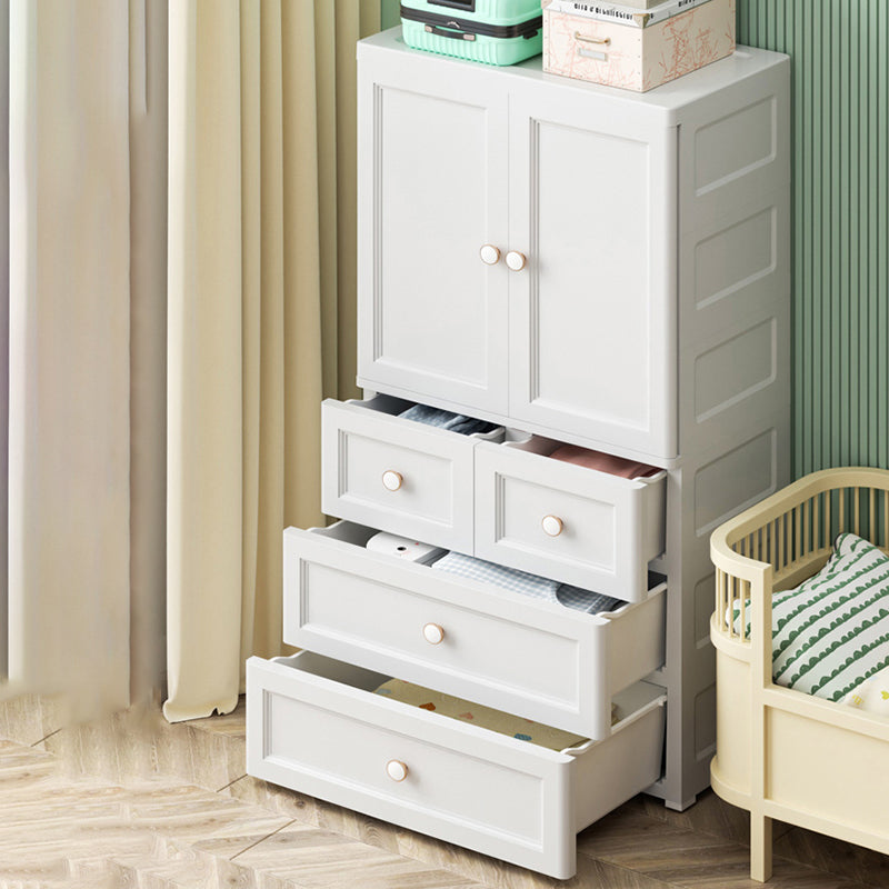 White and Grey Wardrobe Armoire Contemporary Plastic Wardrobe Clearhalo 'Armoires & Wardrobes' 'armoires_wardrobes' 'Bedroom Furniture' 'furn' 'furn_armoires_wardrobes' 'Furniture' 5721703