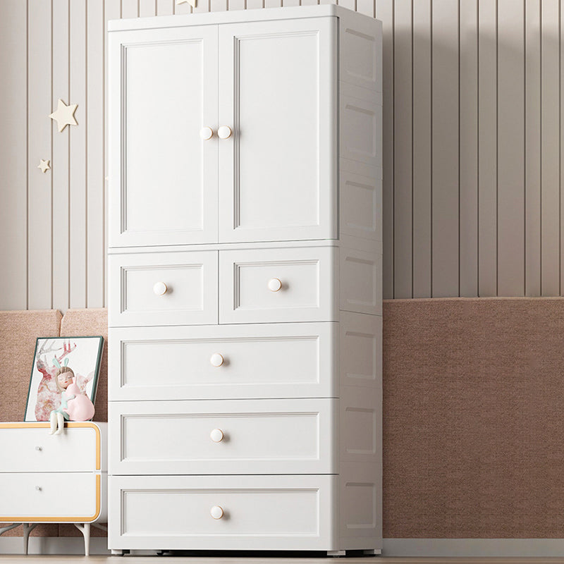 White and Grey Wardrobe Armoire Contemporary Plastic Wardrobe Clearhalo 'Armoires & Wardrobes' 'armoires_wardrobes' 'Bedroom Furniture' 'furn' 'furn_armoires_wardrobes' 'Furniture' 5721705
