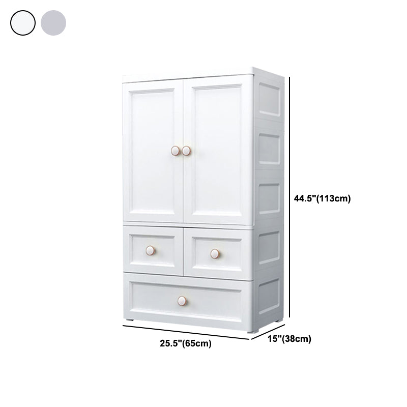White and Grey Wardrobe Armoire Contemporary Plastic Wardrobe Clearhalo 'Armoires & Wardrobes' 'armoires_wardrobes' 'Bedroom Furniture' 'furn' 'furn_armoires_wardrobes' 'Furniture' 5721706