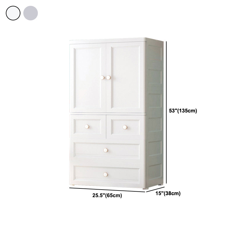 White and Grey Wardrobe Armoire Contemporary Plastic Wardrobe Clearhalo 'Armoires & Wardrobes' 'armoires_wardrobes' 'Bedroom Furniture' 'furn' 'furn_armoires_wardrobes' 'Furniture' 5721707