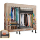 Black Steel Frame Wardrobe Modern Style Wardrobe Armoire with Caster Wheels