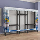 Black Steel Frame Wardrobe Modern Style Wardrobe Armoire with Caster Wheels