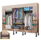 Black Steel Frame Wardrobe Modern Style Wardrobe Armoire with Caster Wheels