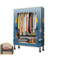 Black Steel Frame Wardrobe Modern Style Wardrobe Armoire with Caster Wheels