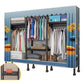 Black Steel Frame Wardrobe Modern Style Wardrobe Armoire with Caster Wheels