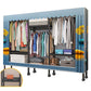 Black Steel Frame Wardrobe Modern Style Wardrobe Armoire with Caster Wheels