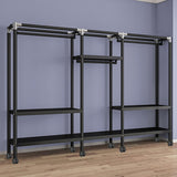 Armadio moderno del guardaroba a cornice in acciaio nera con ruote di caster