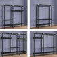 Black Steel Frame Wardrobe Modern Style Wardrobe Armoire with Caster Wheels