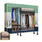 Black Steel Frame Wardrobe Modern Style Wardrobe Armoire with Caster Wheels