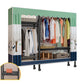 Black Steel Frame Wardrobe Modern Style Wardrobe Armoire with Caster Wheels