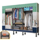 Black Steel Frame Wardrobe Modern Style Wardrobe Armoire with Caster Wheels