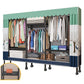 Black Steel Frame Wardrobe Modern Style Wardrobe Armoire with Caster Wheels