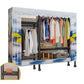 Black Steel Frame Wardrobe Modern Style Wardrobe Armoire with Caster Wheels