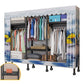 Black Steel Frame Wardrobe Modern Style Wardrobe Armoire with Caster Wheels