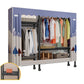 Black Steel Frame Wardrobe Modern Style Wardrobe Armoire with Caster Wheels