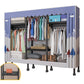Black Steel Frame Wardrobe Modern Style Wardrobe Armoire with Caster Wheels