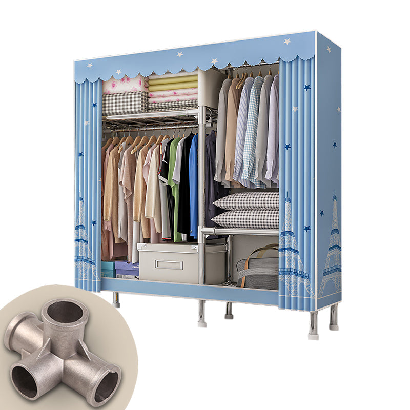 Metal Frame Home Wardrobe Armoire Modern Style Wardrobe with Shelves