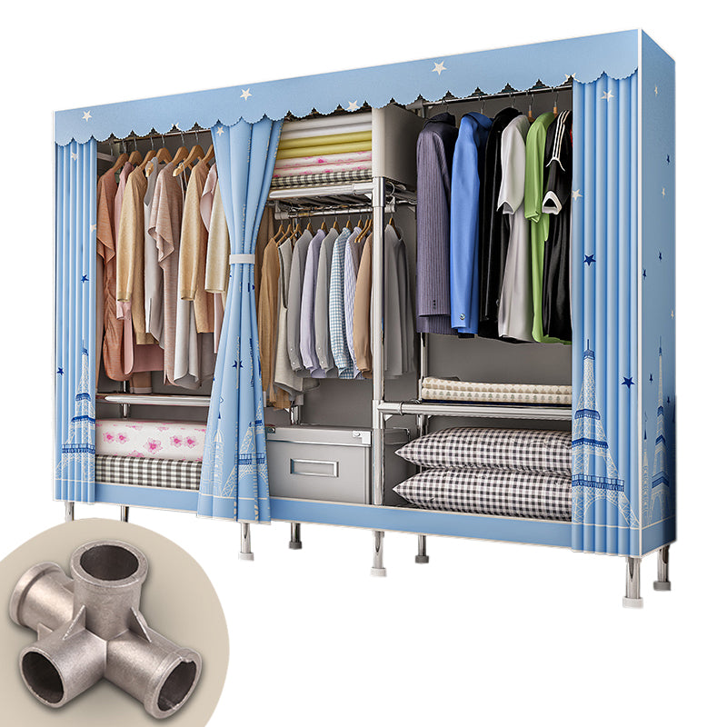 Metal Frame Home Wardrobe Armoire Modern Style Wardrobe with Shelves