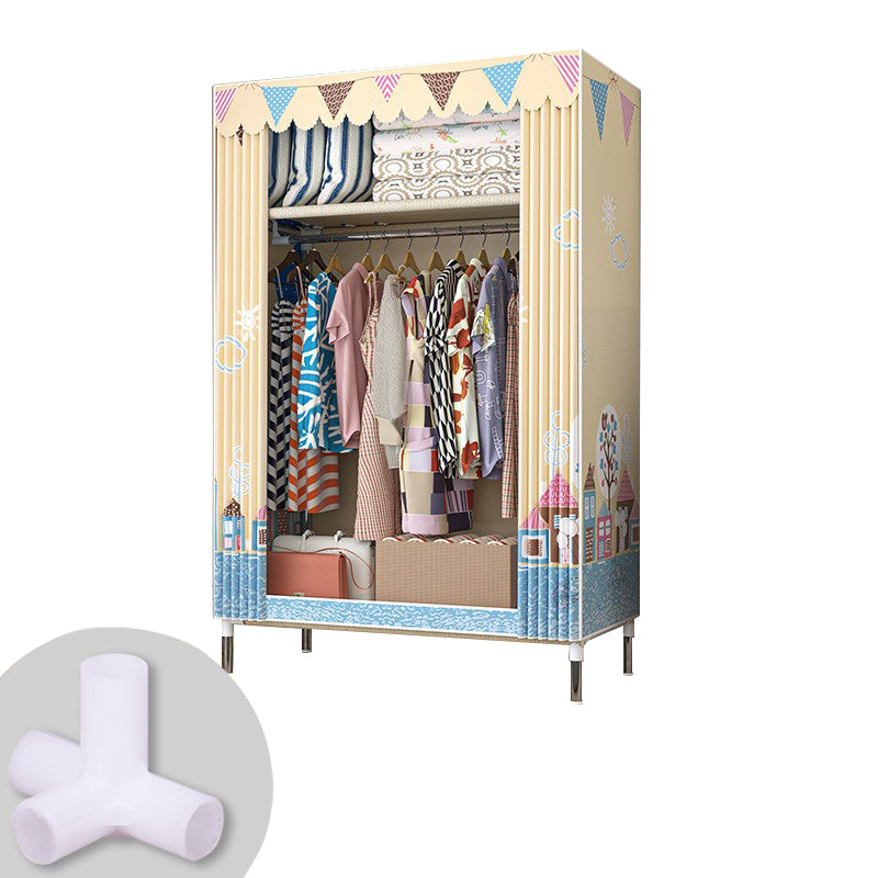 Metal Frame Home Wardrobe Armoire Modern Style Wardrobe with Shelves