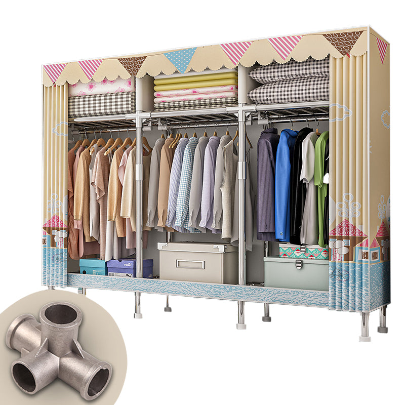 Metal Frame Home Wardrobe Armoire Modern Style Wardrobe with Shelves