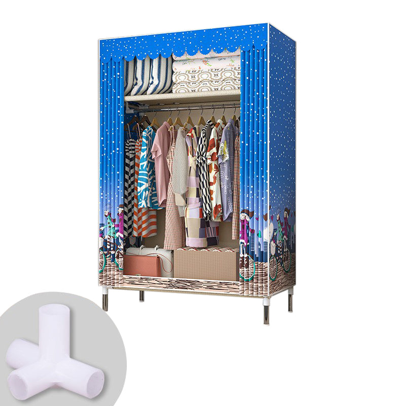 Metal Frame Home Wardrobe Armoire Modern Style Wardrobe with Shelves