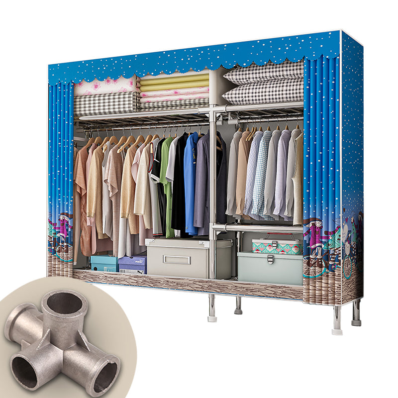 Metal Frame Home Wardrobe Armoire Modern Style Wardrobe with Shelves