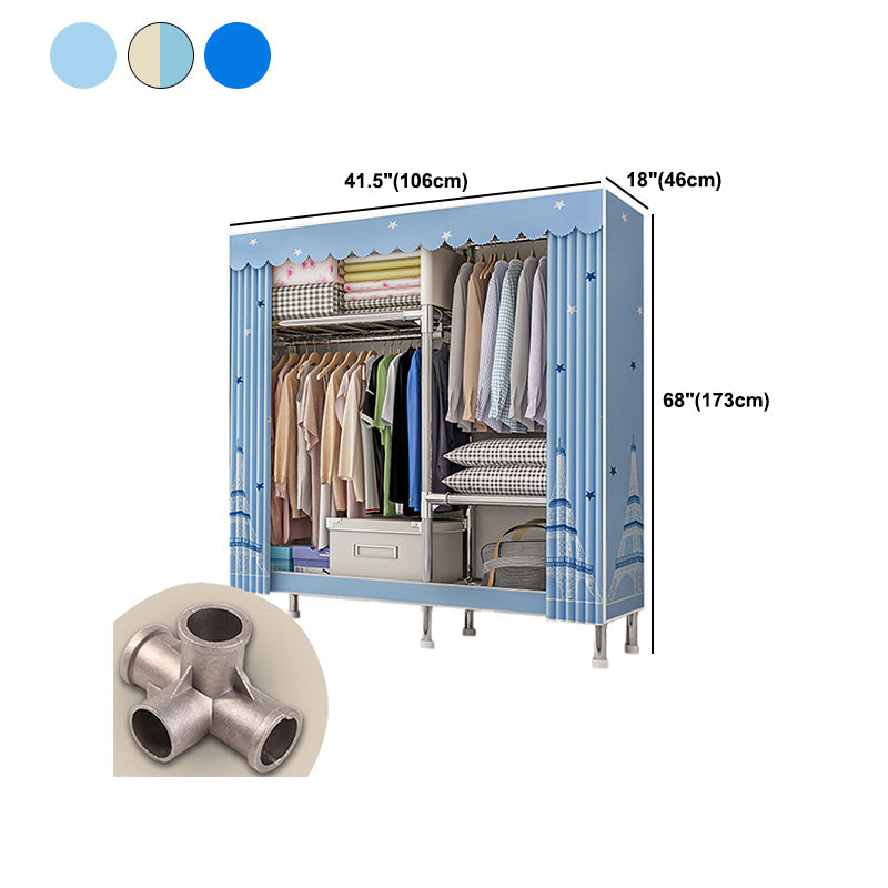 Metal Frame Home Wardrobe Armoire Modern Style Wardrobe with Shelves