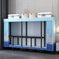 Black Steel Frame Wardrobe Contemporary Folding Wardrobe Armoire 79"L x 19"W x 68"H Blue Clearhalo 'Armoires & Wardrobes' 'armoires_wardrobes' 'Bedroom Furniture' 'furn' 'furn_armoires_wardrobes' 'Furniture' 5721816