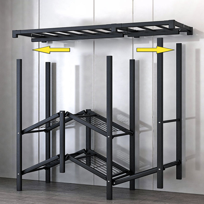 Black Steel Frame Wardrobe Contemporary Folding Wardrobe Armoire Clearhalo 'Armoires & Wardrobes' 'armoires_wardrobes' 'Bedroom Furniture' 'furn' 'furn_armoires_wardrobes' 'Furniture' 5721817