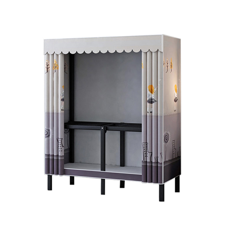 Black Steel Frame Wardrobe Contemporary Folding Wardrobe Armoire Clearhalo 'Armoires & Wardrobes' 'armoires_wardrobes' 'Bedroom Furniture' 'furn' 'furn_armoires_wardrobes' 'Furniture' 5721818