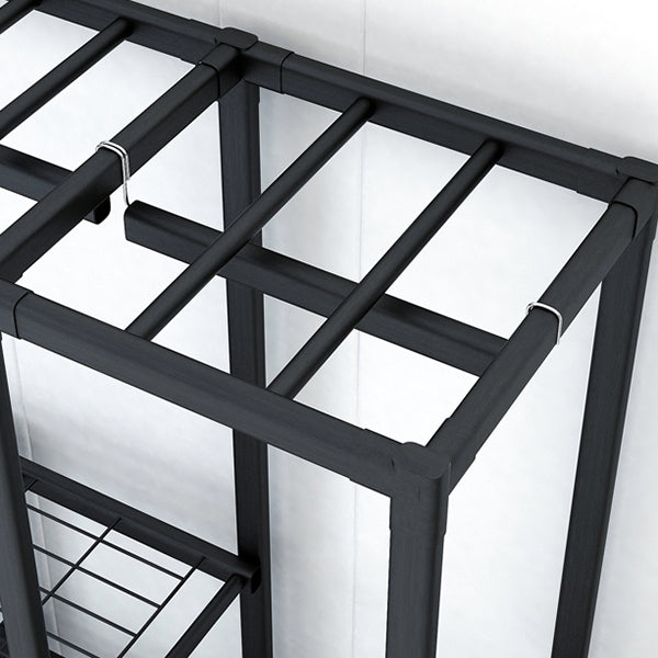 Black Steel Frame Wardrobe Contemporary Folding Wardrobe Armoire Clearhalo 'Armoires & Wardrobes' 'armoires_wardrobes' 'Bedroom Furniture' 'furn' 'furn_armoires_wardrobes' 'Furniture' 5721821