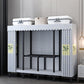 Black Steel Frame Wardrobe Contemporary Folding Wardrobe Armoire 63"L x 19"W x 68"H Light Blue Clearhalo 'Armoires & Wardrobes' 'armoires_wardrobes' 'Bedroom Furniture' 'furn' 'furn_armoires_wardrobes' 'Furniture' 5721822